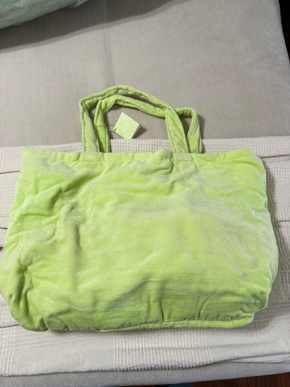 BEIS Terry Towel Tote - Citron - Picture 2 of 7